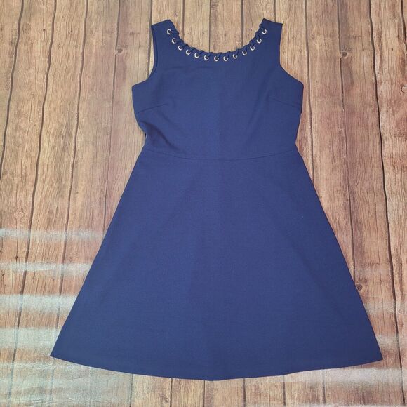 Ivanka Trump Dress Womens 10 Navy Blue Fit & Flare Knee Length - Picture 1 of 12